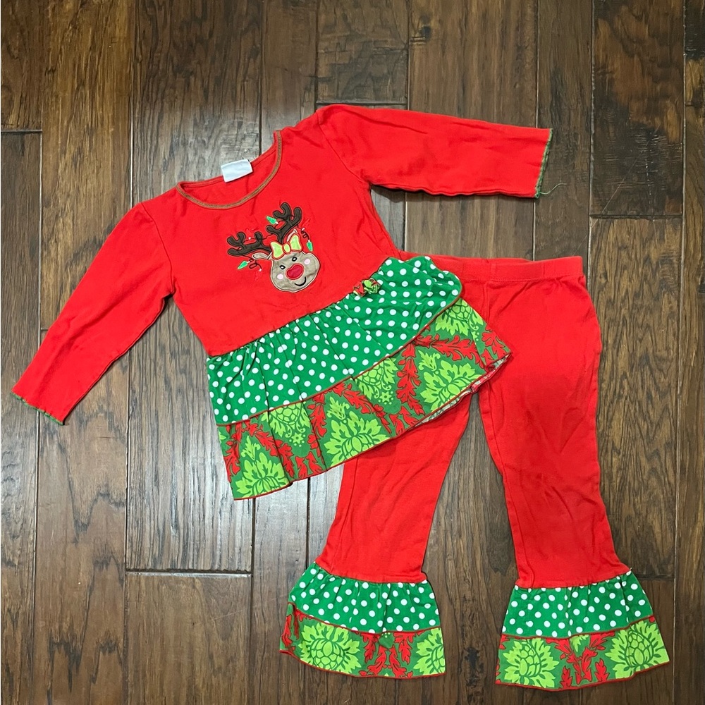 🎄AnnLoren original Christmas Reindeer Outfit. Girls Size 7/8. Worn once